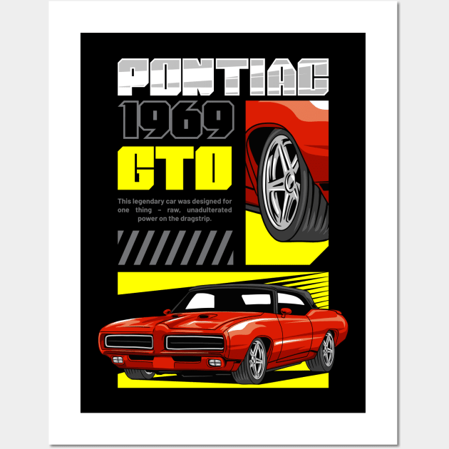 Retro V8 GTO Car Wall Art by milatees